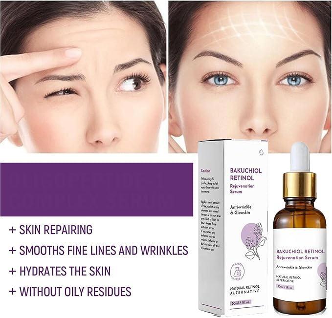 Venature Bakuchiol Retinol Rejuvenation Serum, Retinol & Vitamin for Wrinkles Bakuchiol Retinol Face Serum Korean, Retinol Serum for Wrinkles